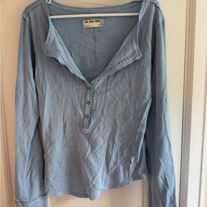Free People Sky Blue Button-Up Top